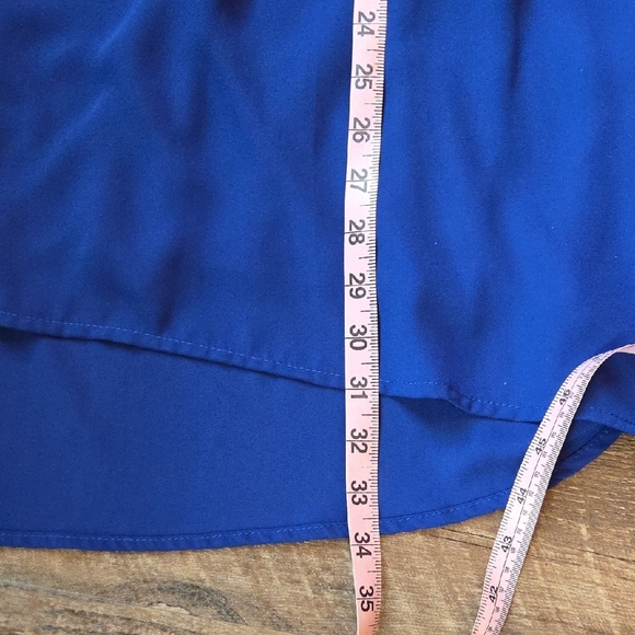 Mittoshop Blue High Low Dress With Cutout Long Sleeve Cold Shoulder Size Small - Picture 11 of 14